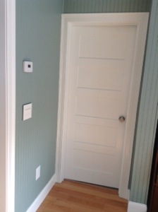 And.. the door of the new bathroom.  Can't see it from the kitchen anymore!  yes!