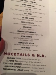 Their cocktail menu was awesome