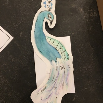 my daughter hand painted this peacock card.. amazing right?